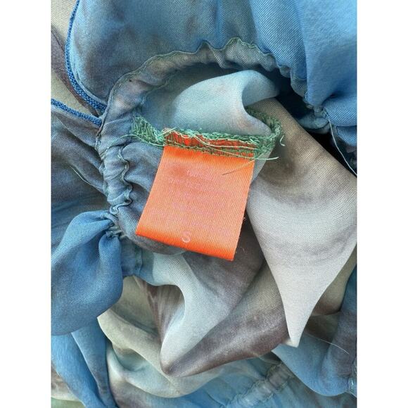 Hale Bob S Cabana Silk Ombre Tie Dye Beaded V-Neck Top Drawstring Waist 37” Bust - Picture 7 of 10